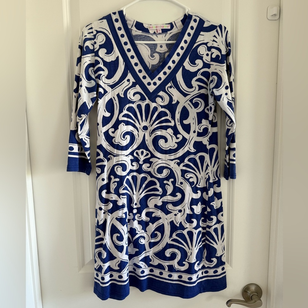 Barbara Gerwit Blue and White Dress